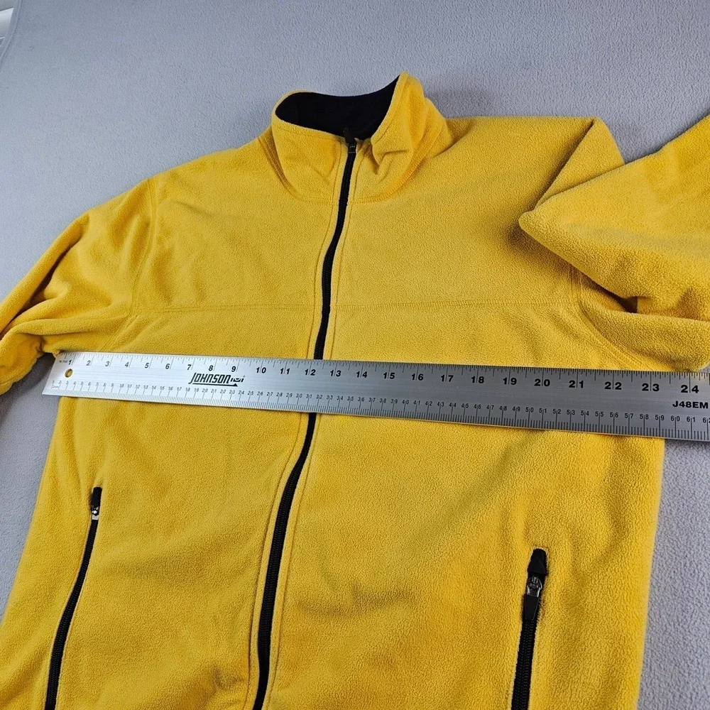Lands' End Fleece Jacket Mens L Yellow Full Zip Mock Neck Outdoor‎ Casual